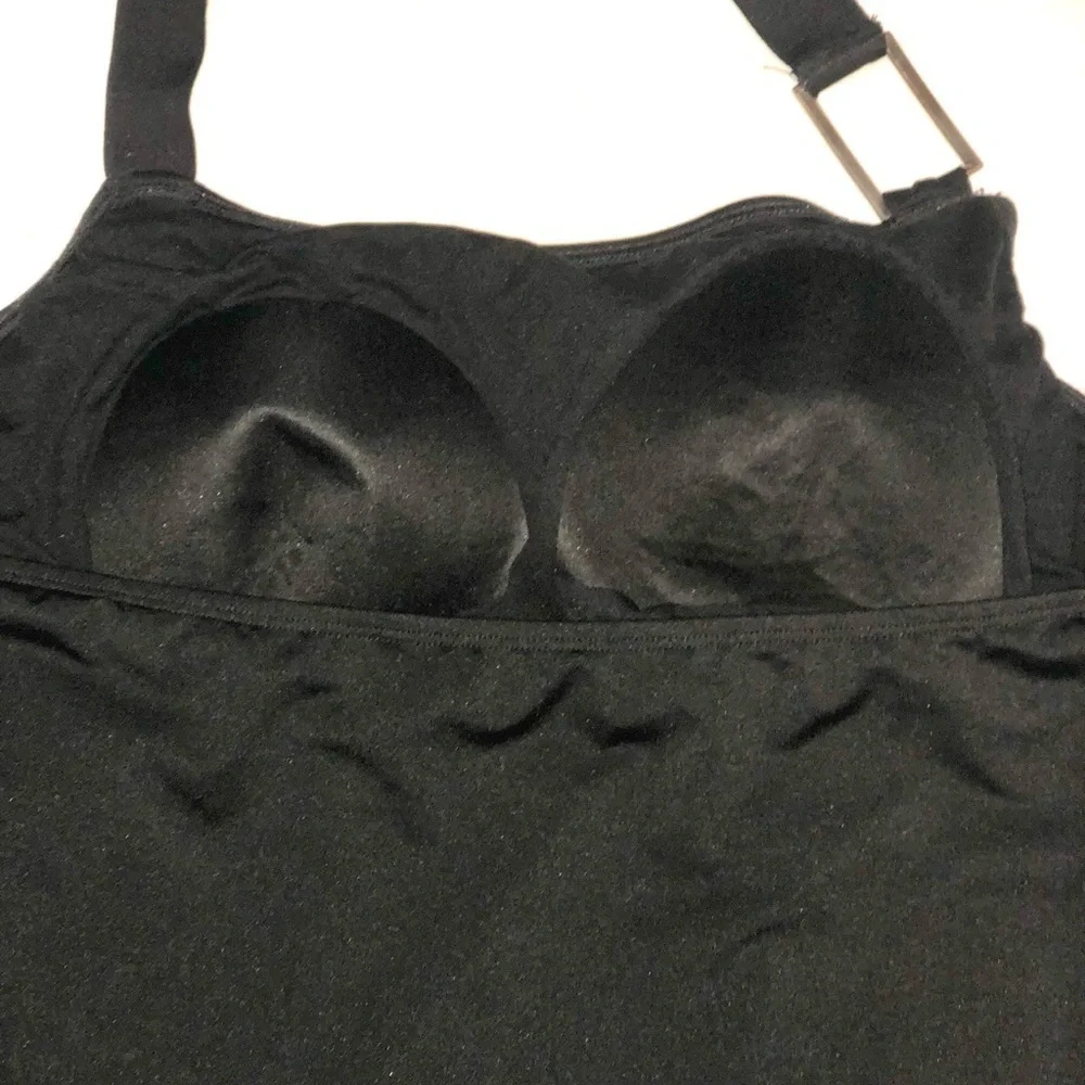 Merona tankini top halter style Black with silver hardware size 22W